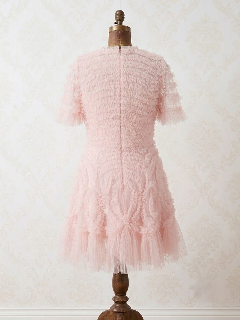 Nwt Needle & Thread Verity In Blush Pink Tulle Ruffle V-Neck Micro Mini Dress 12 — image 3 of 8